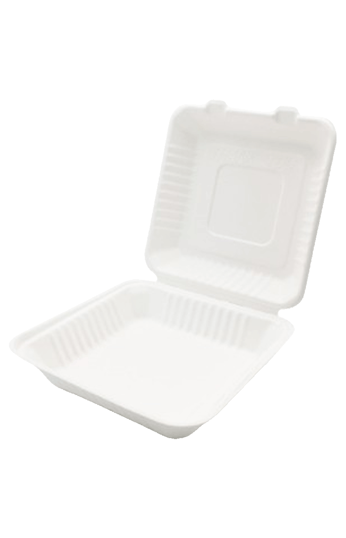 Sugarcane Bagasse Meal Box 9x9x3″ 1350ml Biodegradable
