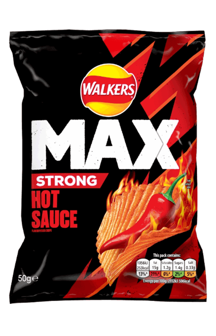Walkers Max Strong Hot Sauce Grab Bag Crisps 50g