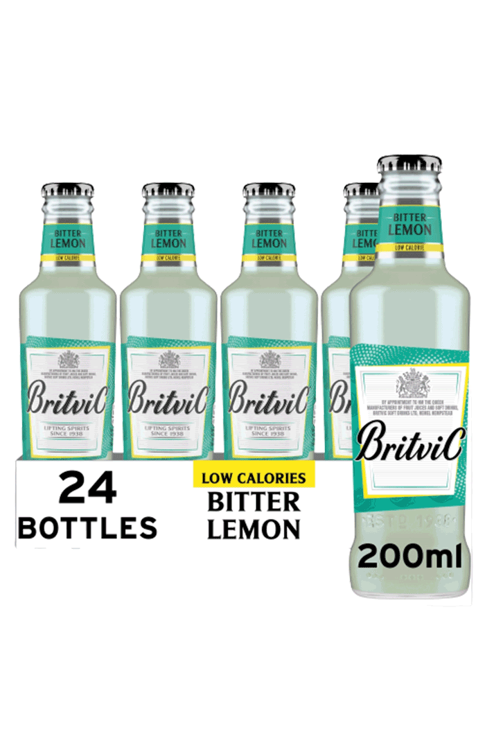 BRITVIC BITTER LEMON LOW CALORIE BOTTLES 24 X 200ML