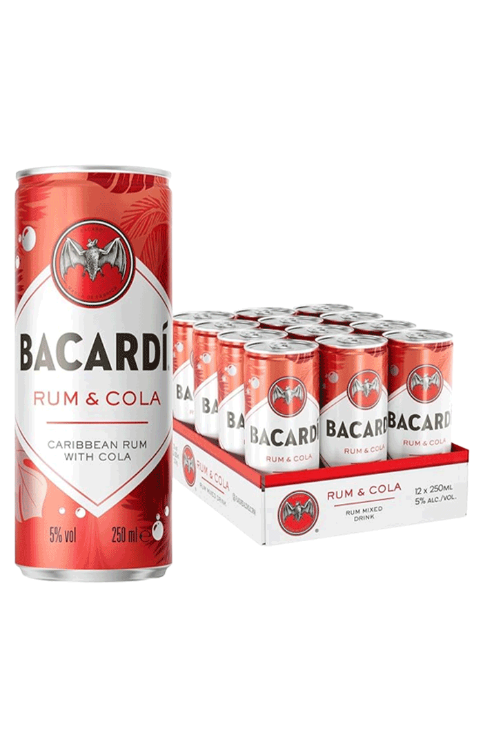 BACARDI RUM  COLA CANS 250 ML X 12